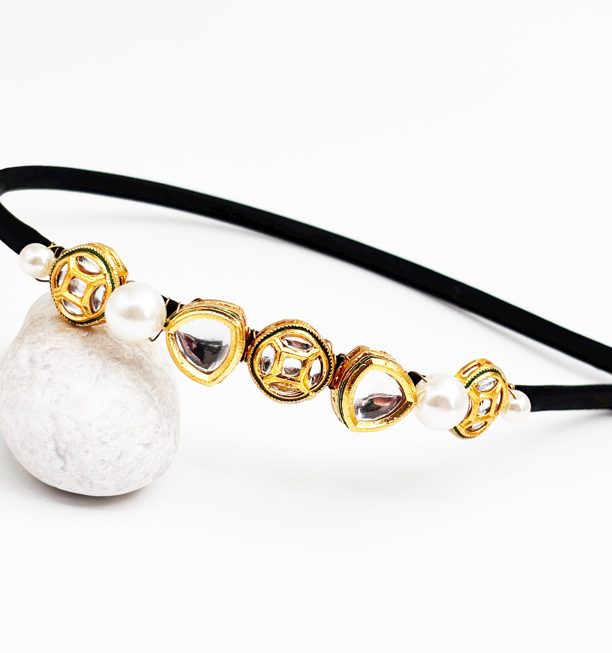 Jewelled Kundan & Pearls Detail Hairband