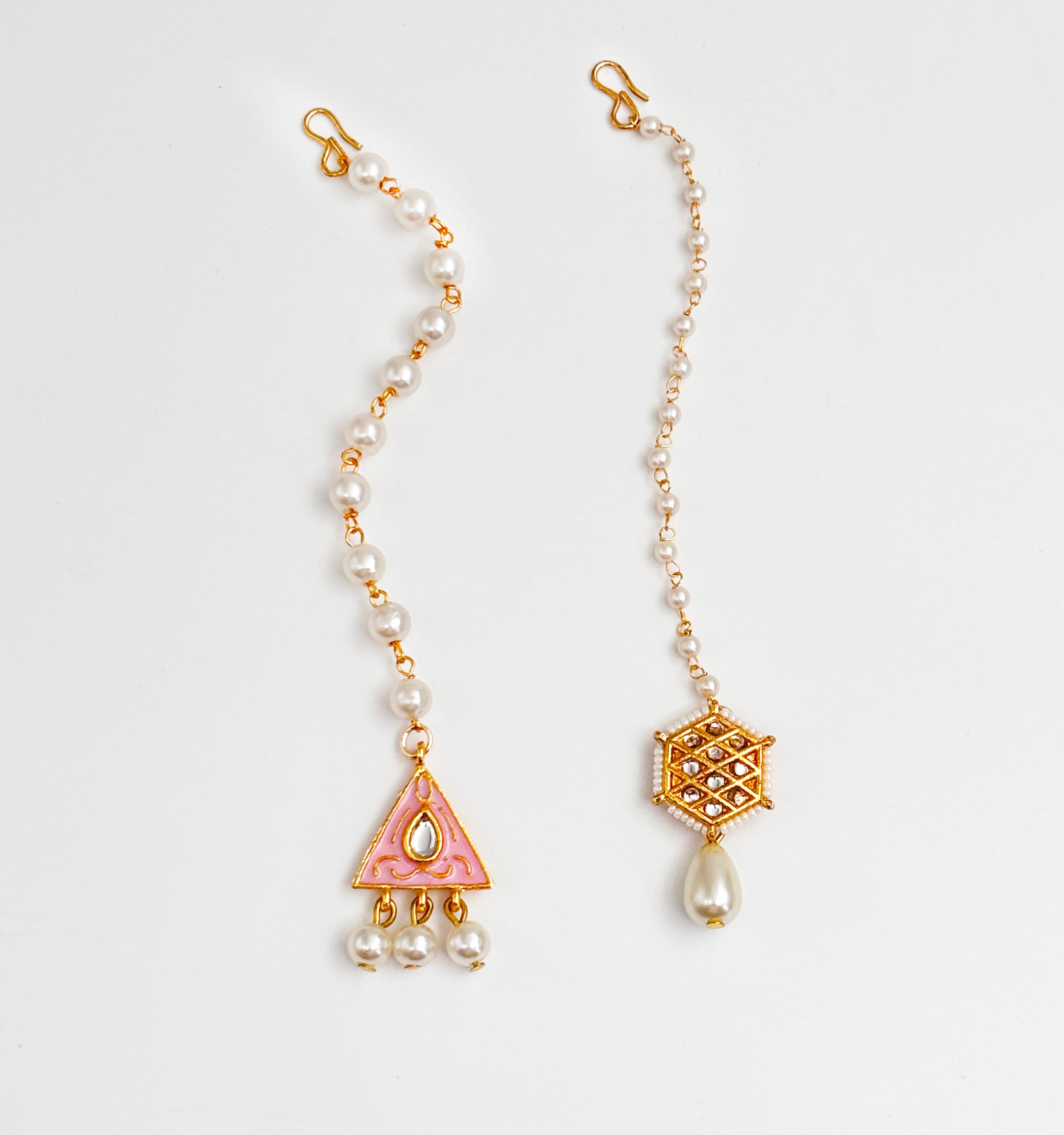 Image of Kundan & Meenakari Set of 2 Maang Teeka