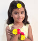 Kids Peehu Floral Bracelets & Maang Teeka Set (Yellow)