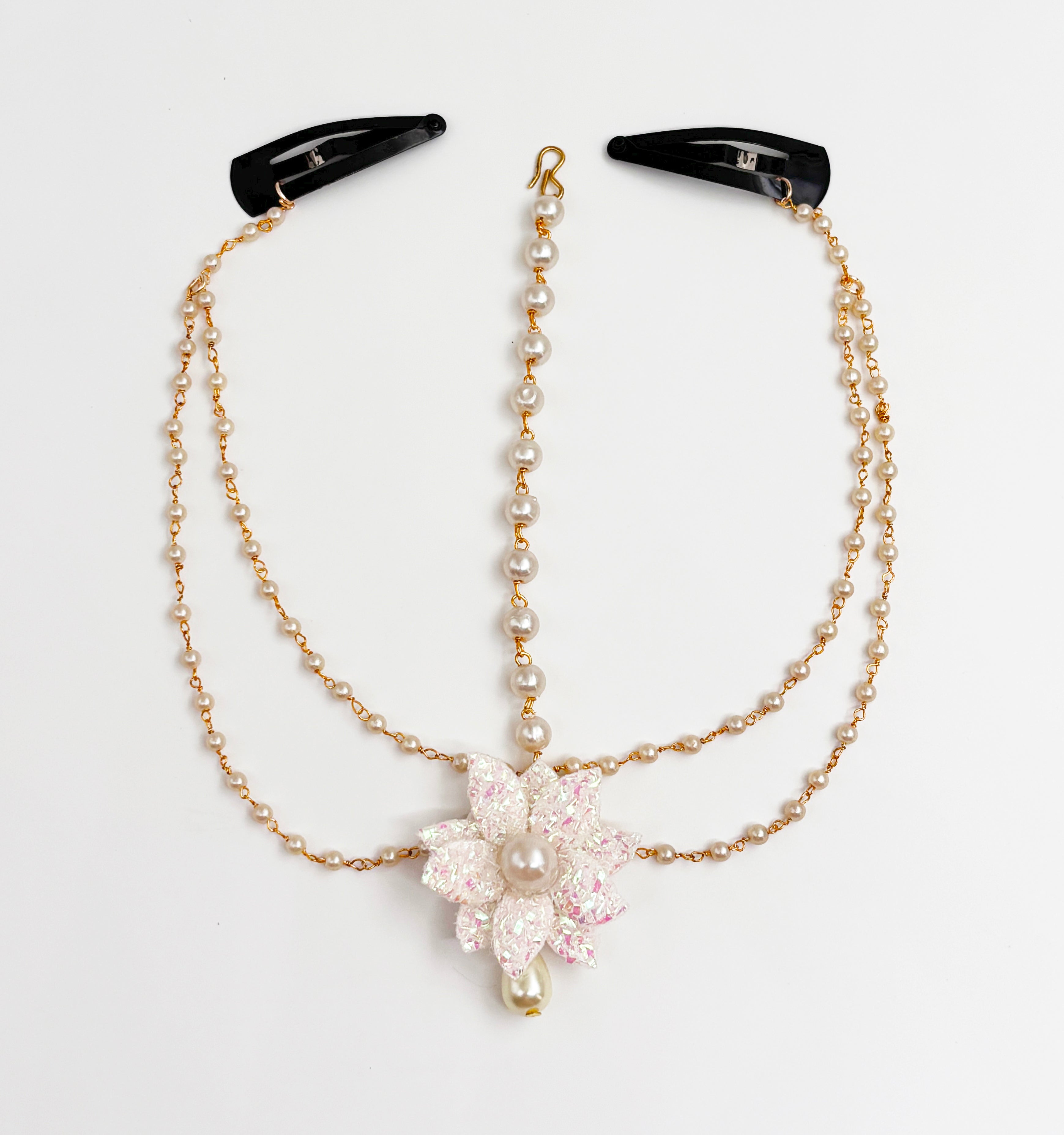 Image of Aalya Shimmery Floral Necklace, Bracelets & Head Chain Set