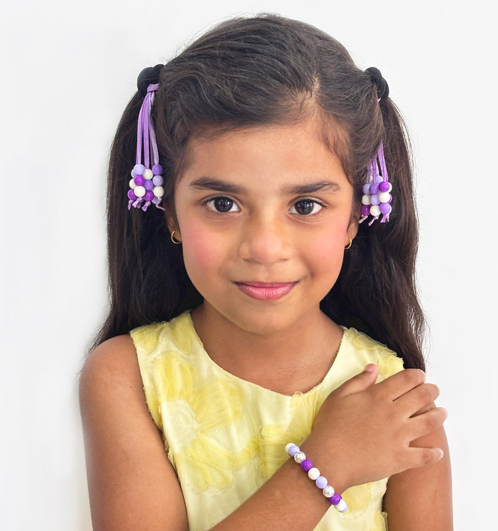 Ribbon Rubberbands & Beaded Bracelet Set