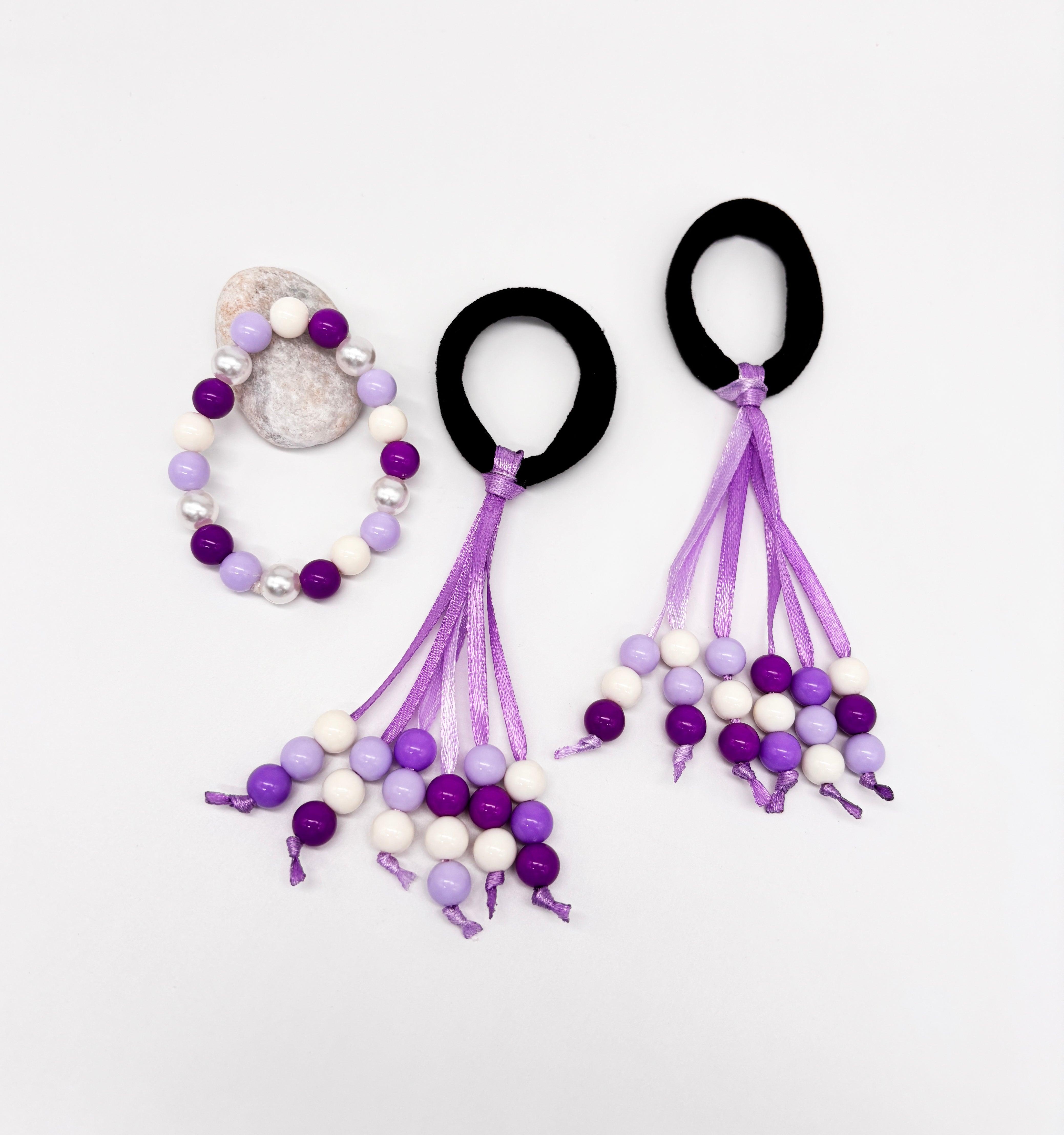 Image of Ribbon Rubberbands & Beaded Bracelet Set
