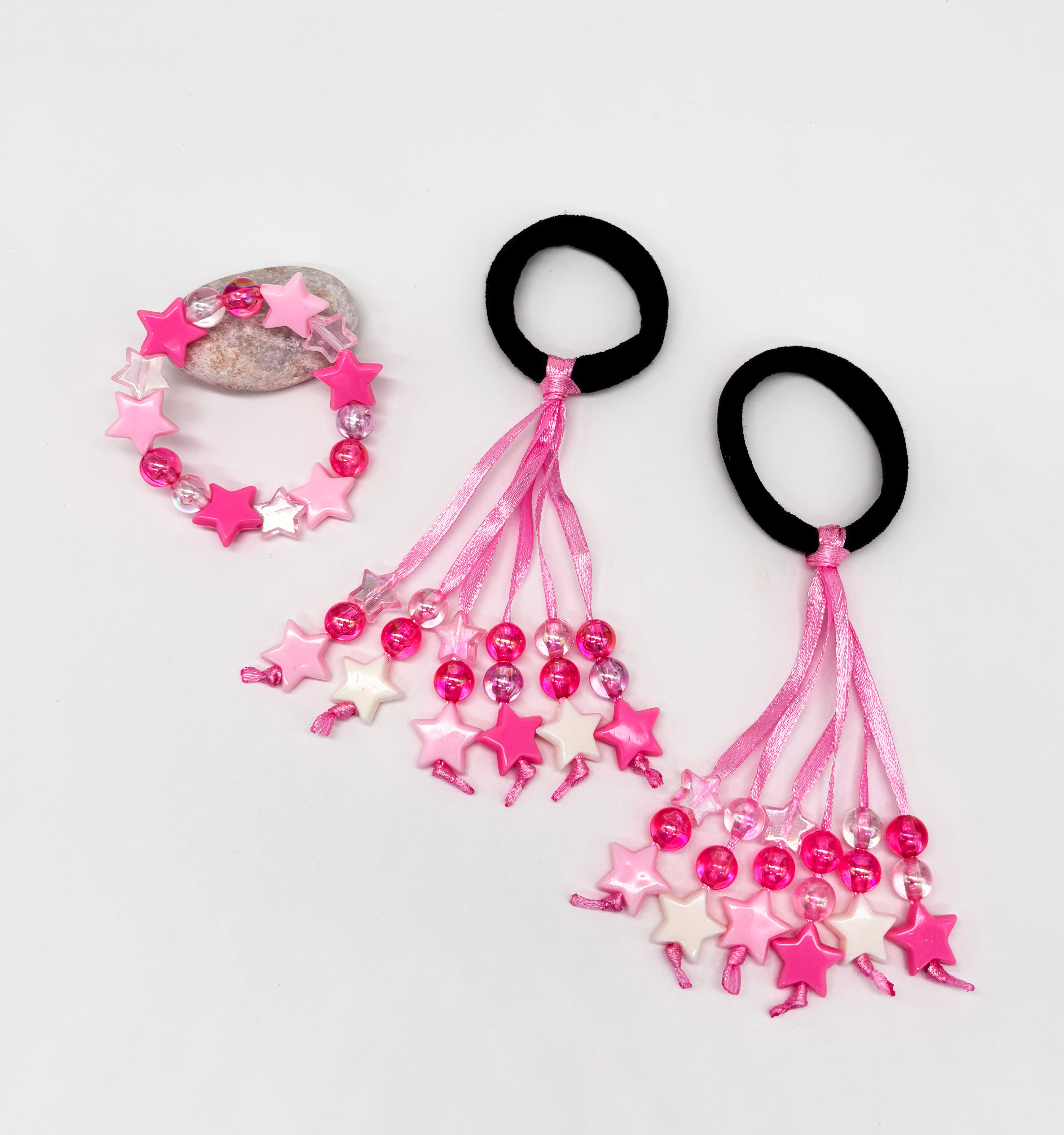 Image of Ribbon Rubberbands & Beaded Bracelet Set