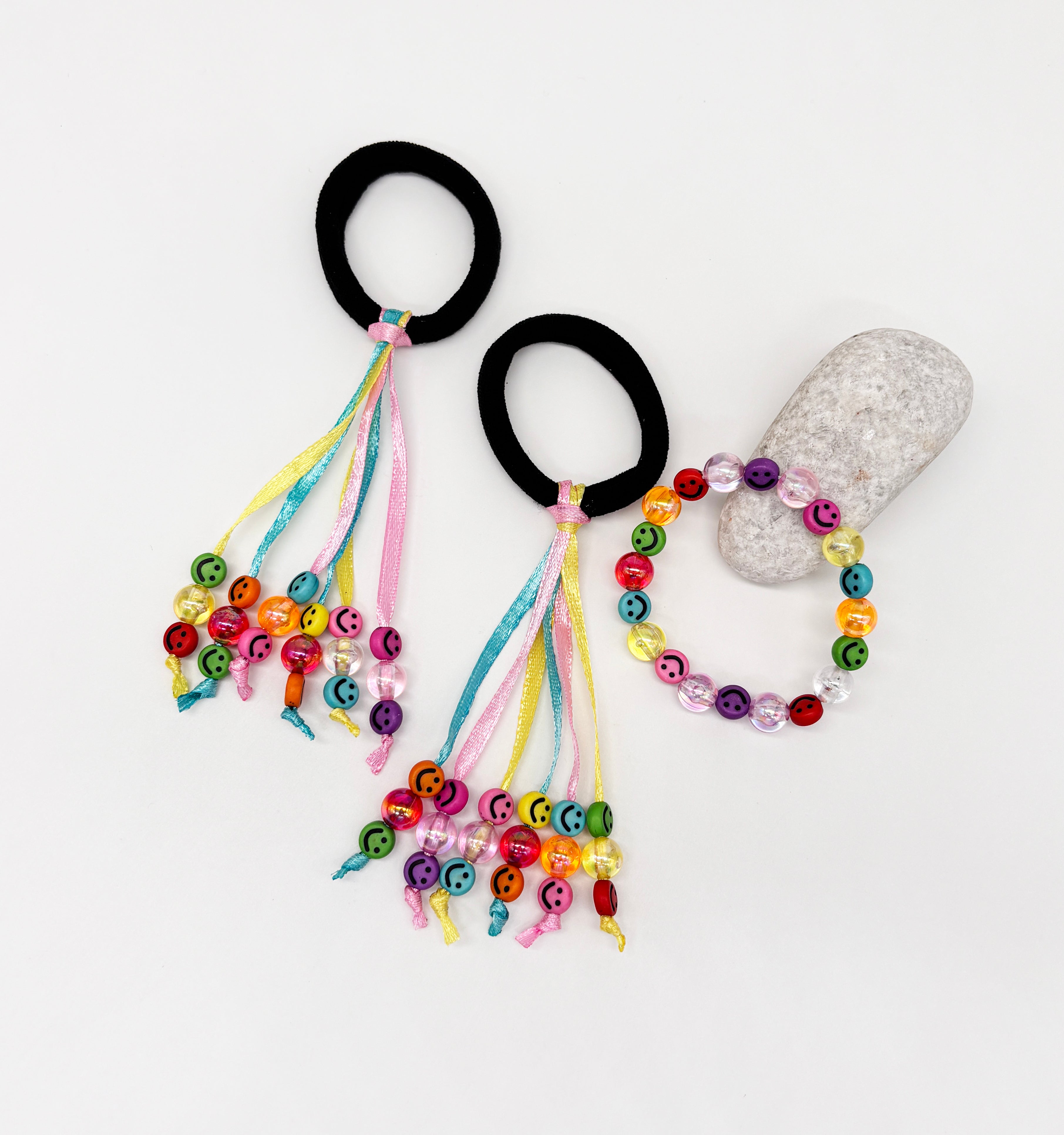Image of Ribbon Rubberbands & Beaded Bracelet Set