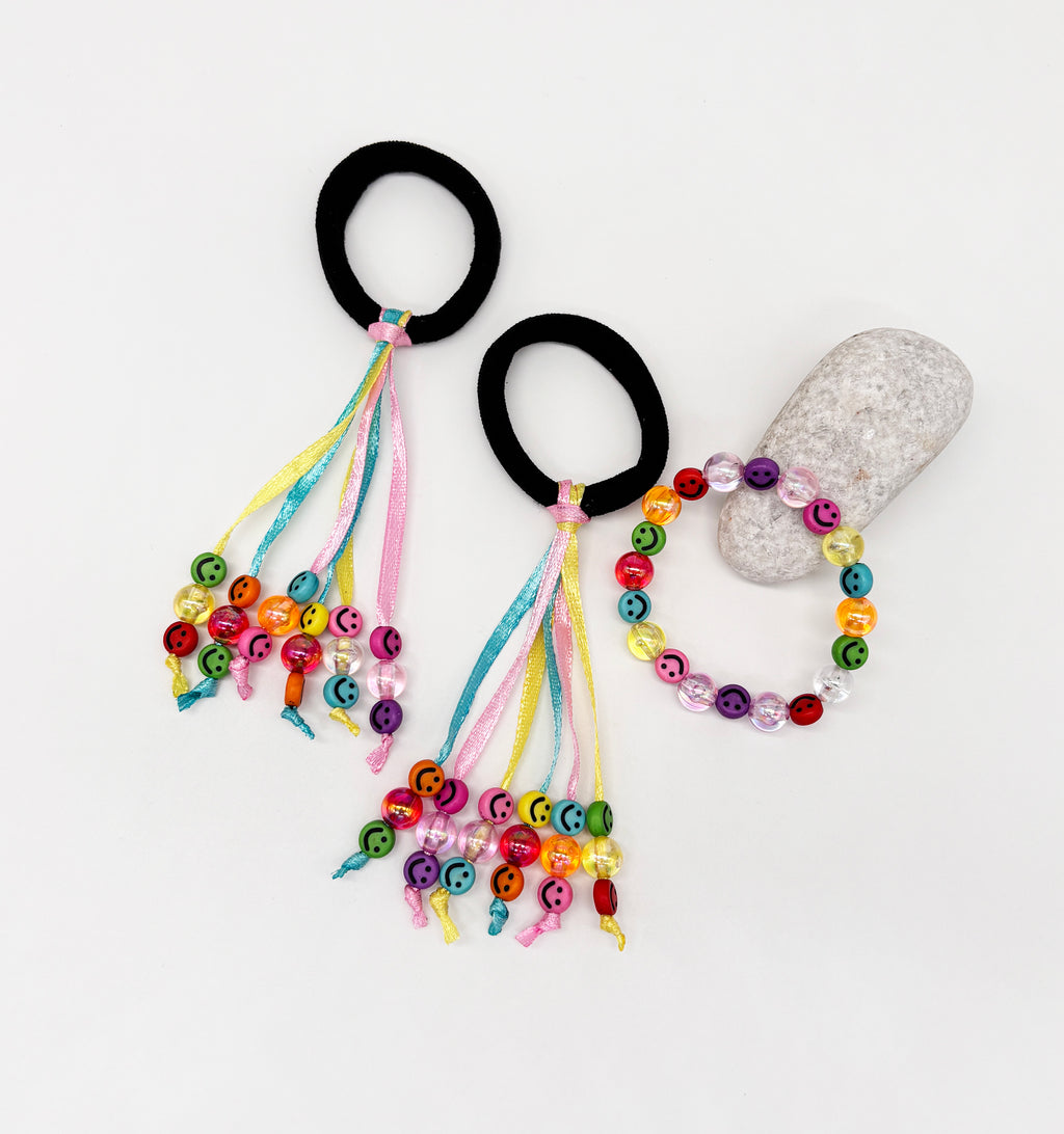 Ribbon Rubberbands & Beaded Bracelet Set