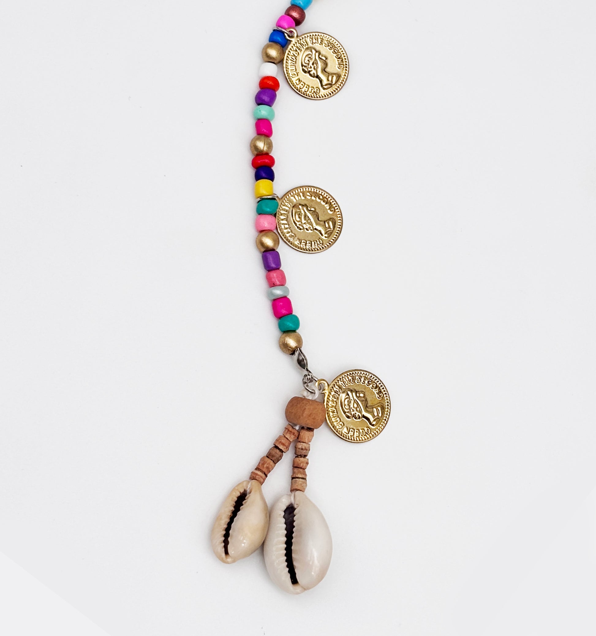 Navratri Dangling Beads Shell & Coin Detailed Hair Clip - Multi Colour