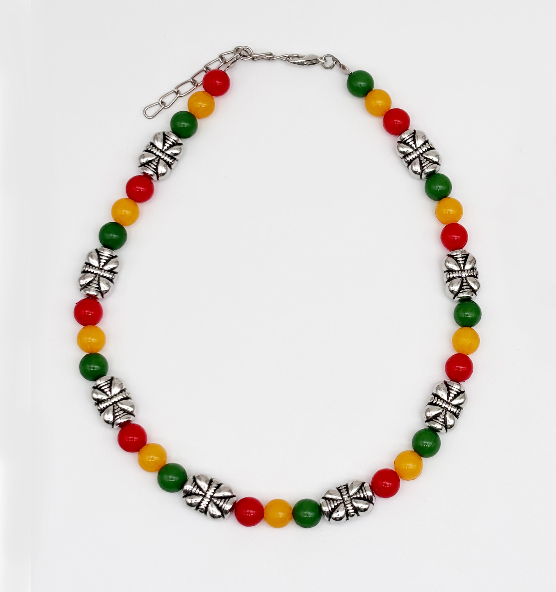 Beaded Necklace & Bracelet Set- Red & Yellow