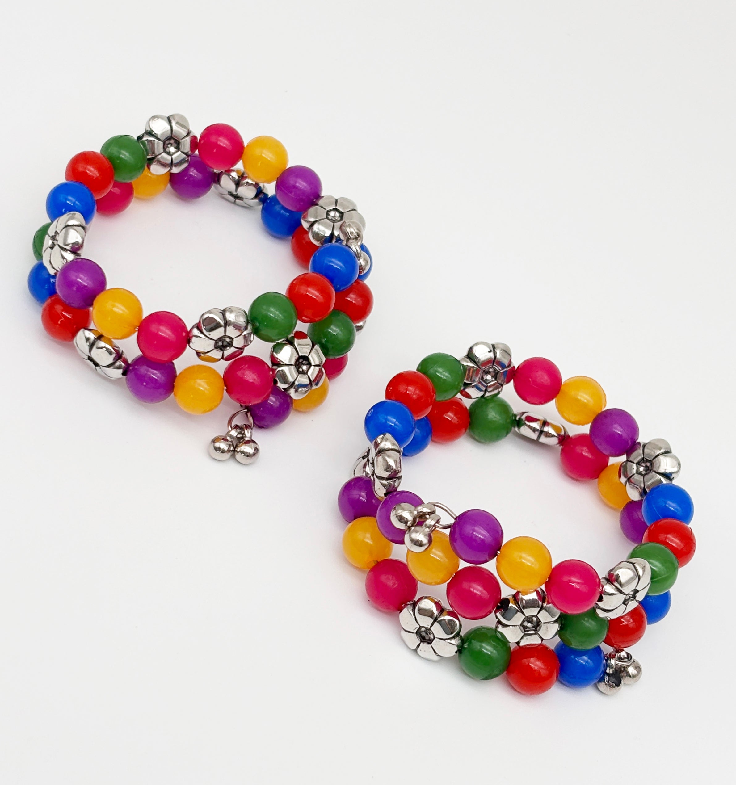 Image of Beaded Spiral Bracelets Set- Multi colour