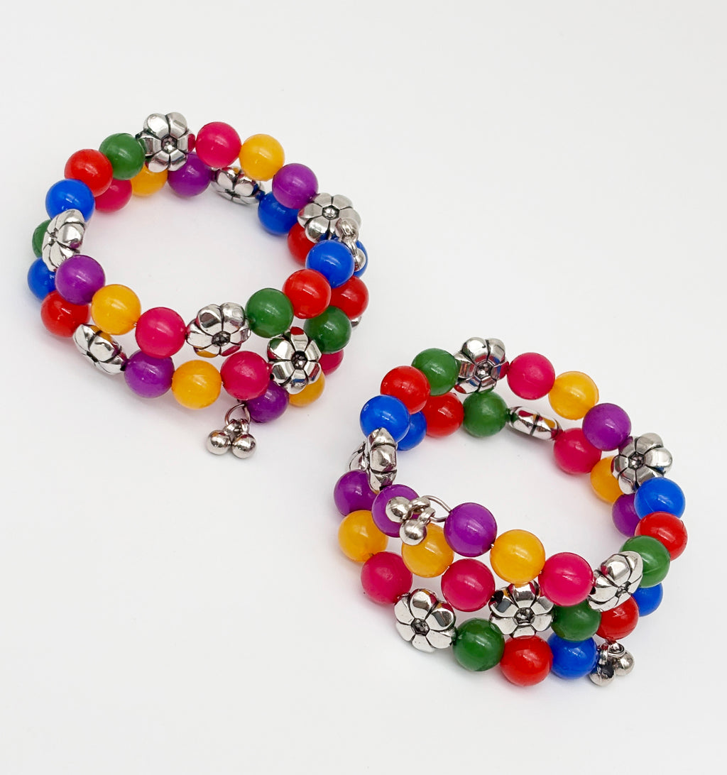 Beaded Spiral Bracelets Set- Multi colour