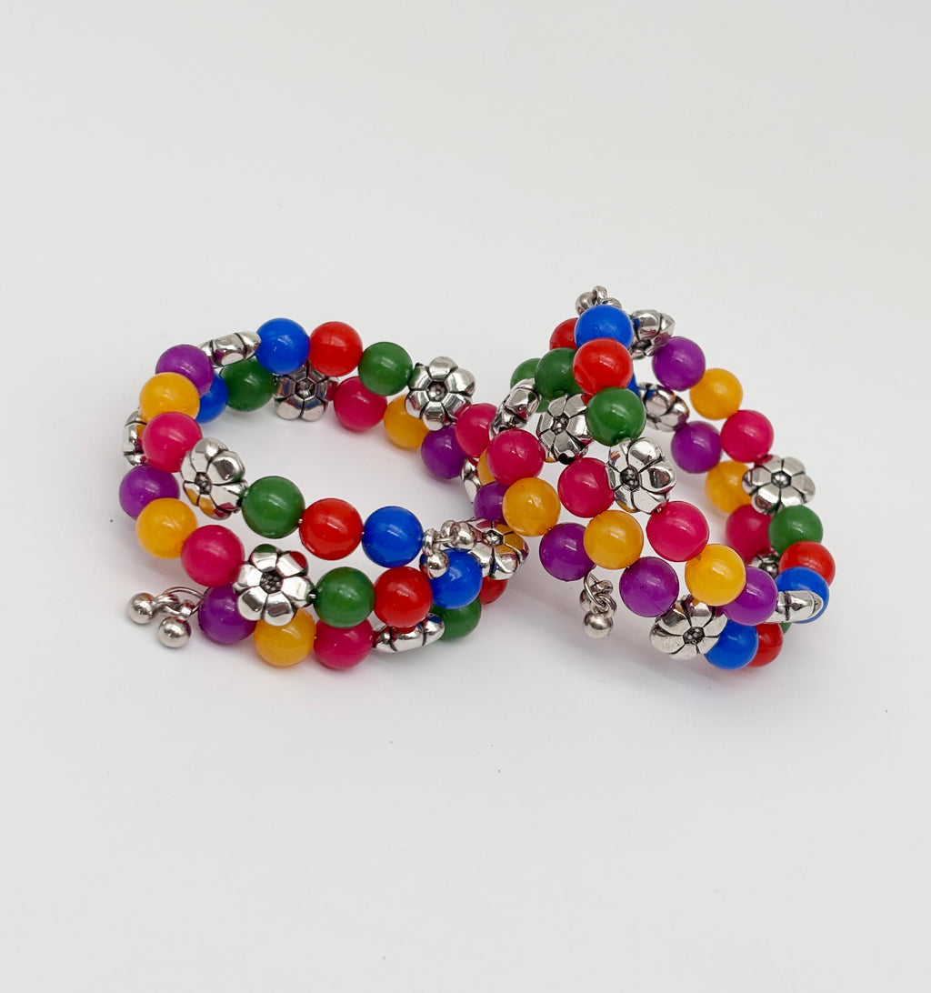 Beaded Spiral Bracelets Set- Multi colour