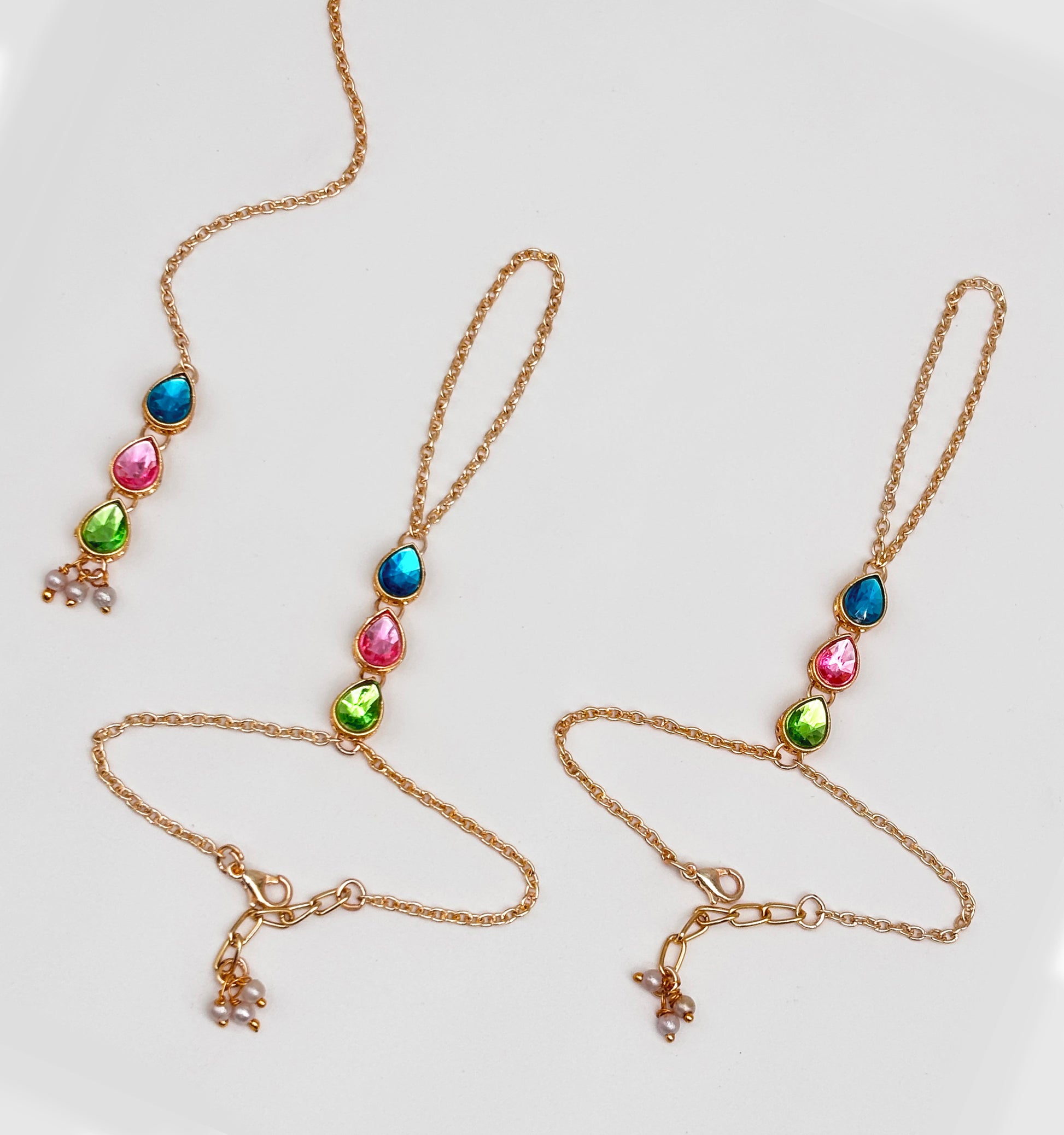 Tarang Kundan 2 Haath Phools & Maang Teeka Set- Multicolour