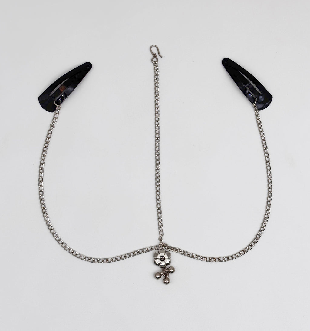 Dainty Headchain - Oxidised Silver