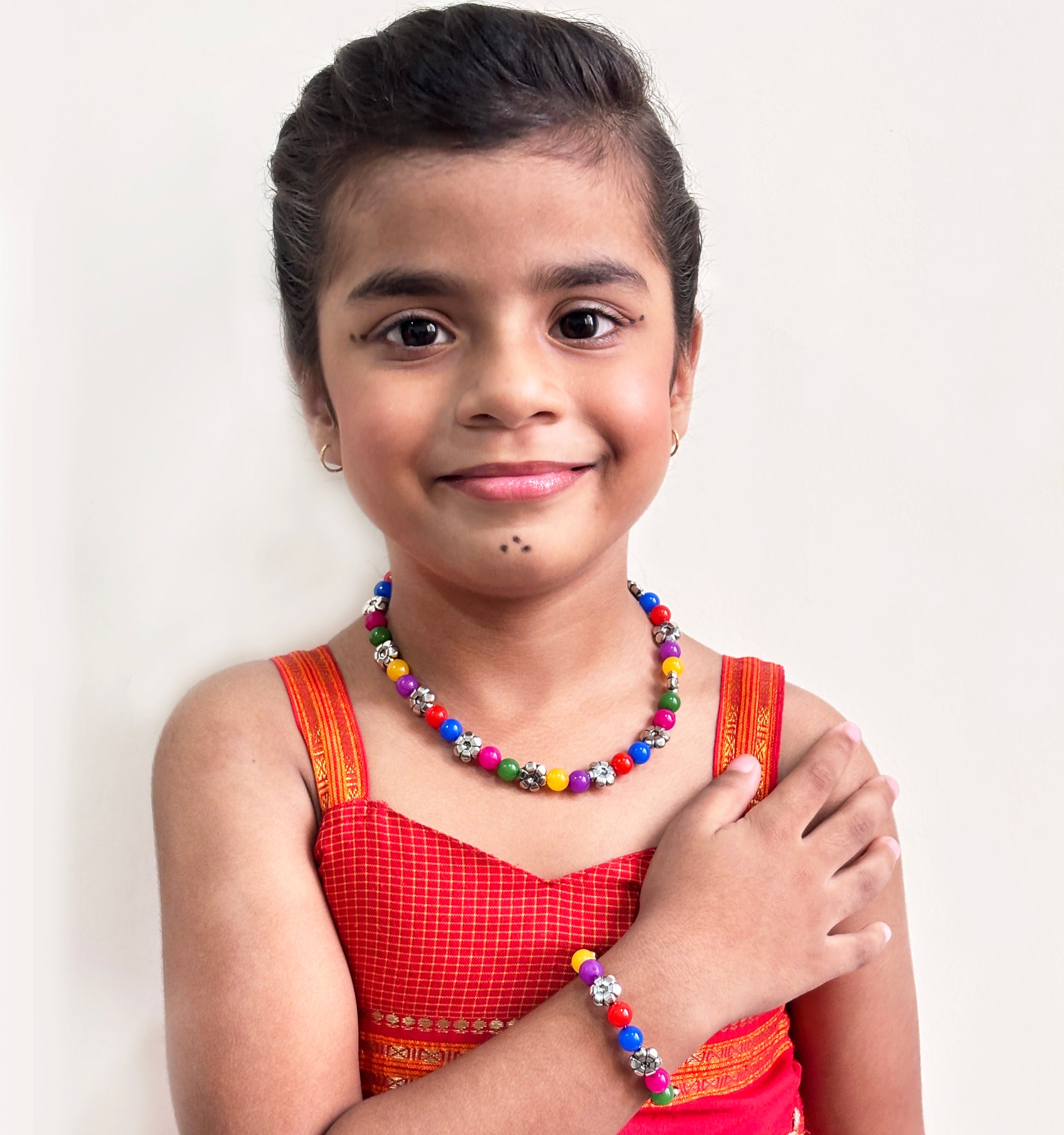 Beaded Necklace & Bracelet Set- Multicoloured