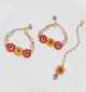 Kids Meenakari & Kundan Bracelets & Maang Teeka - Yellow & Dark Pink
