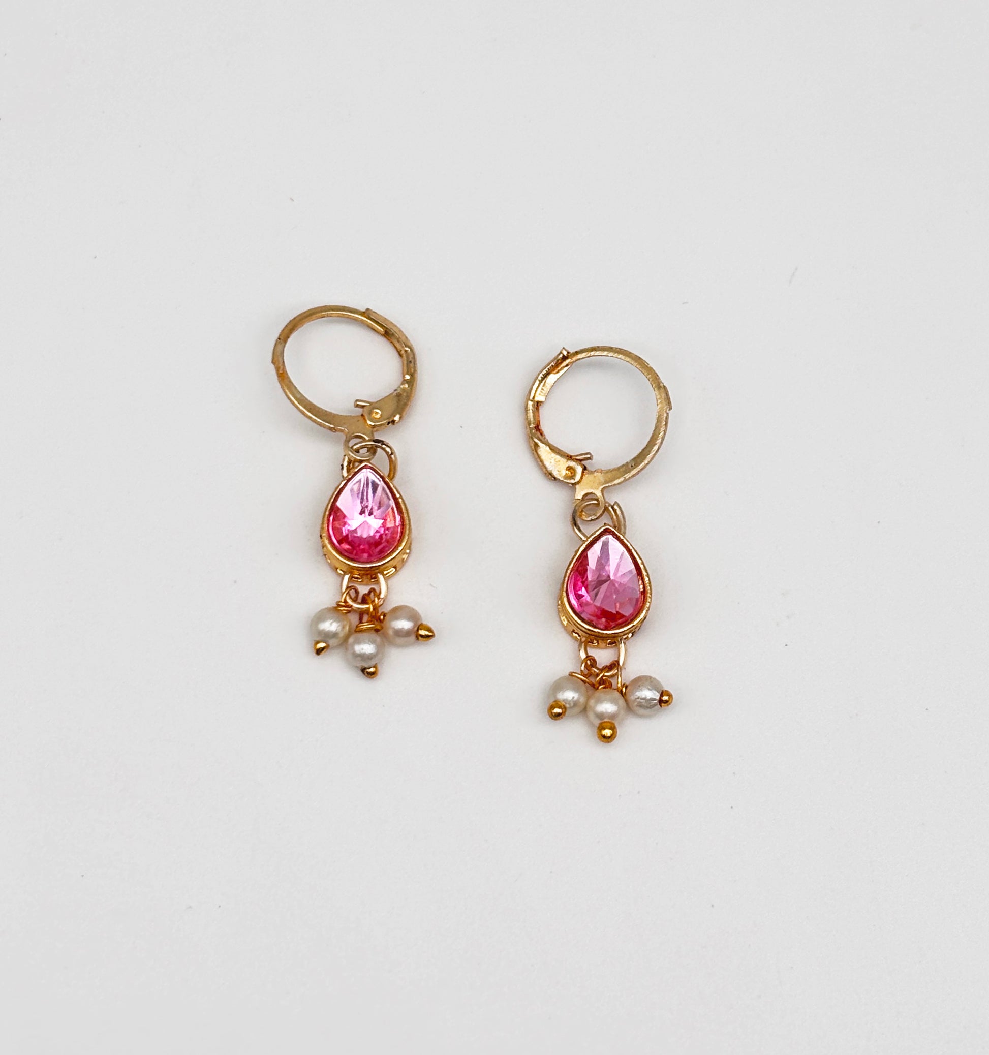Dainty Kundan Earrings- Pink