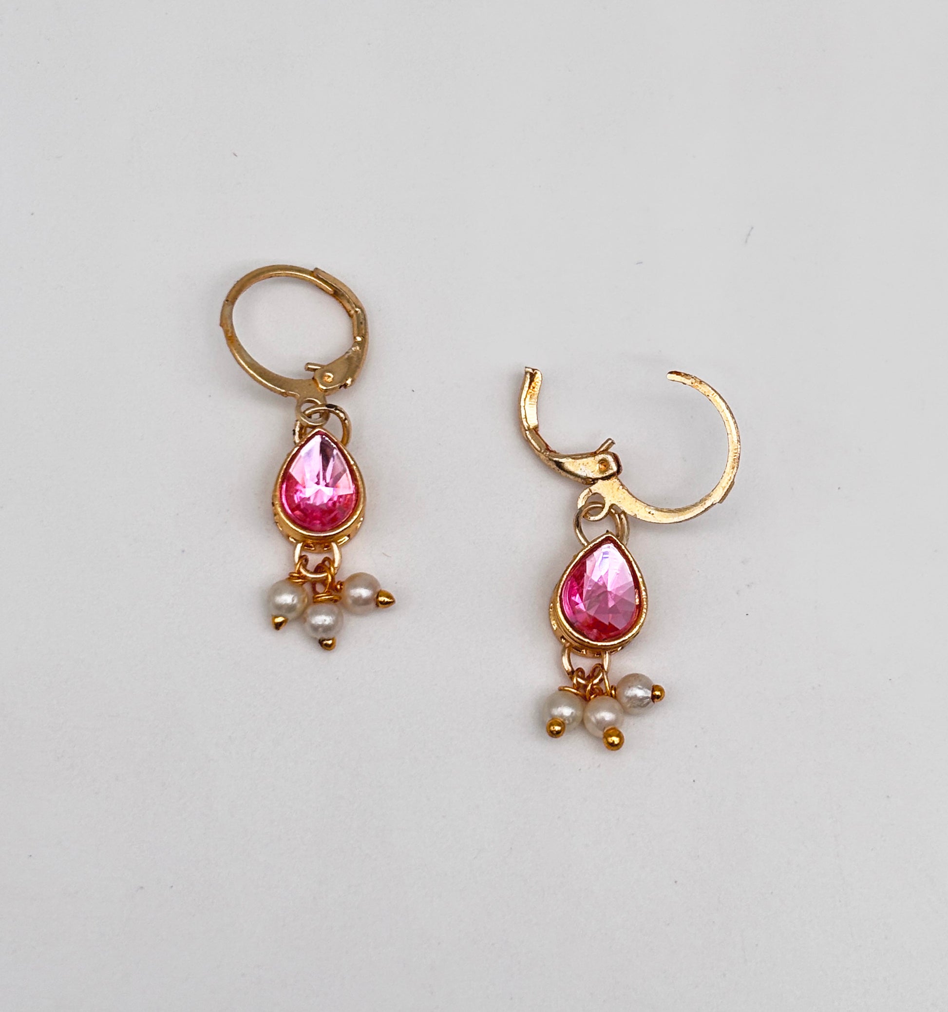 Dainty Kundan Earrings- Pink