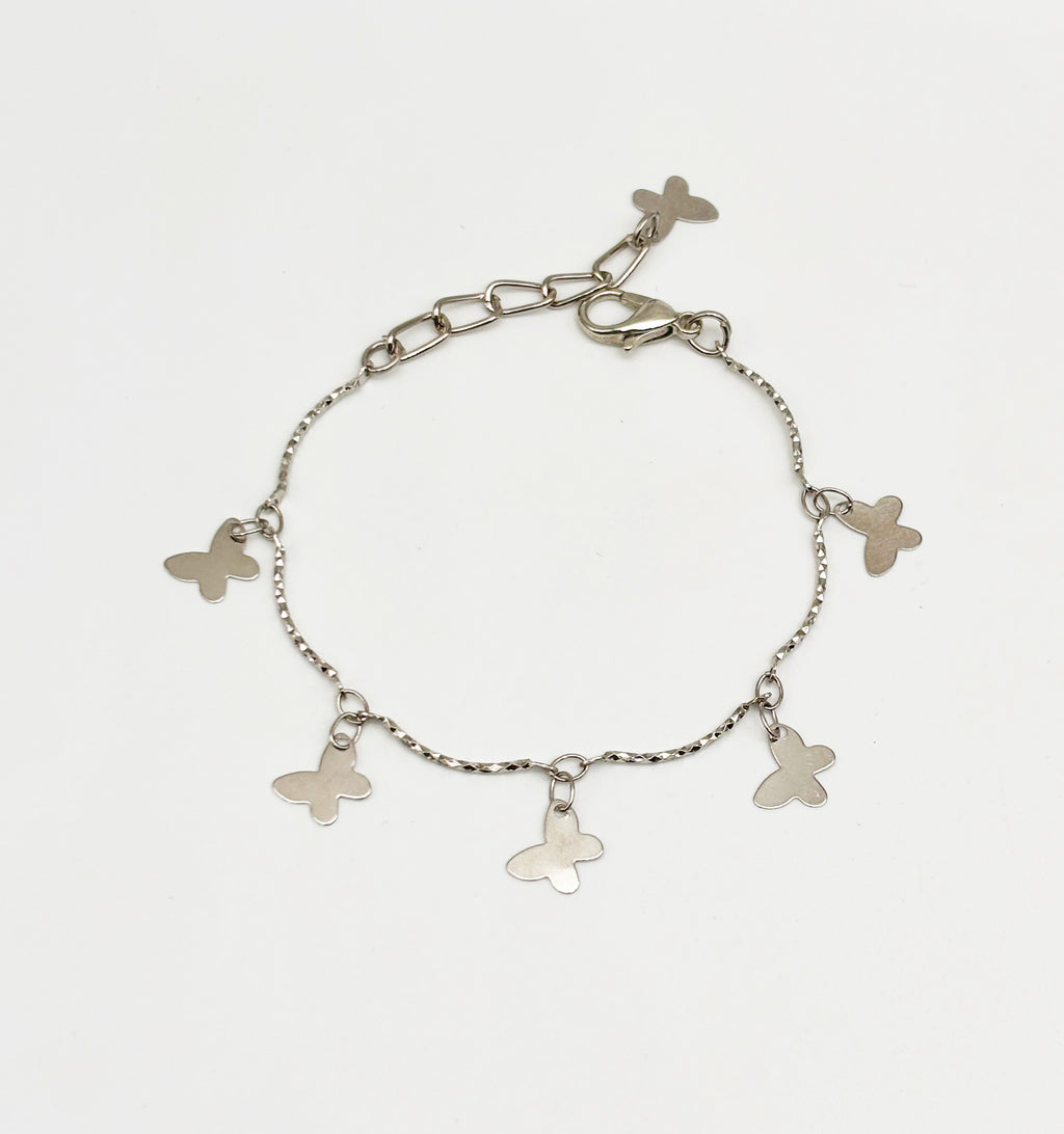 Dainty Butterfly Charmed Bracelet- Silver