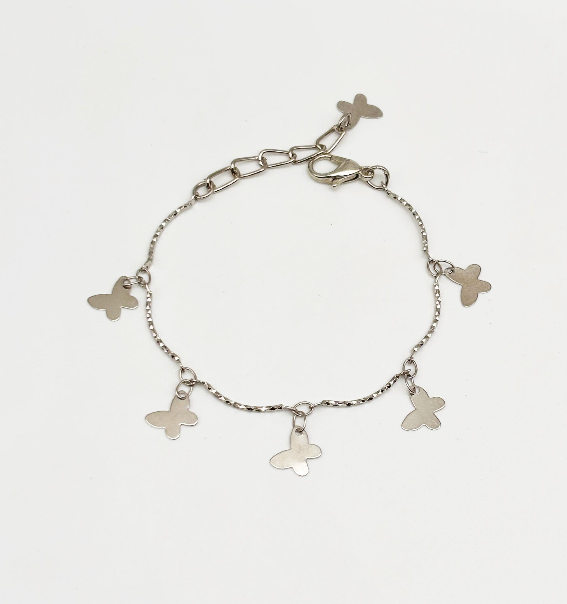 Dainty Butterfly Charmed Bracelet- Silver