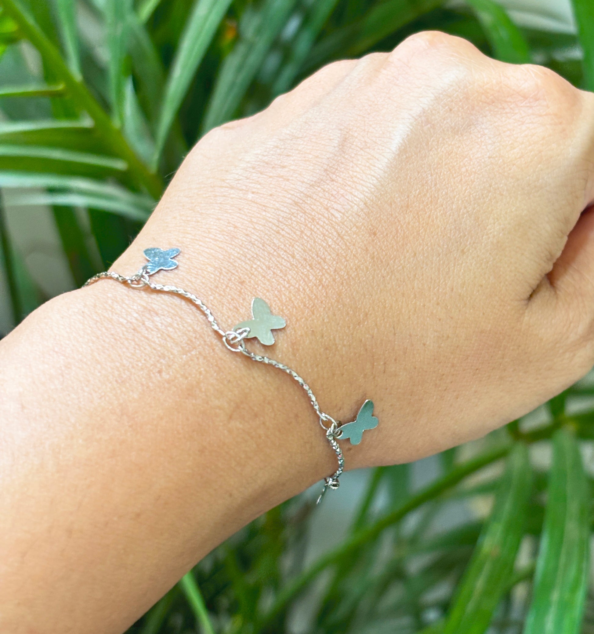 Dainty Butterfly Charmed Bracelet- Silver