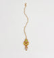 Kids Kundan & Crystals Drop Maang Teeka - Light Green