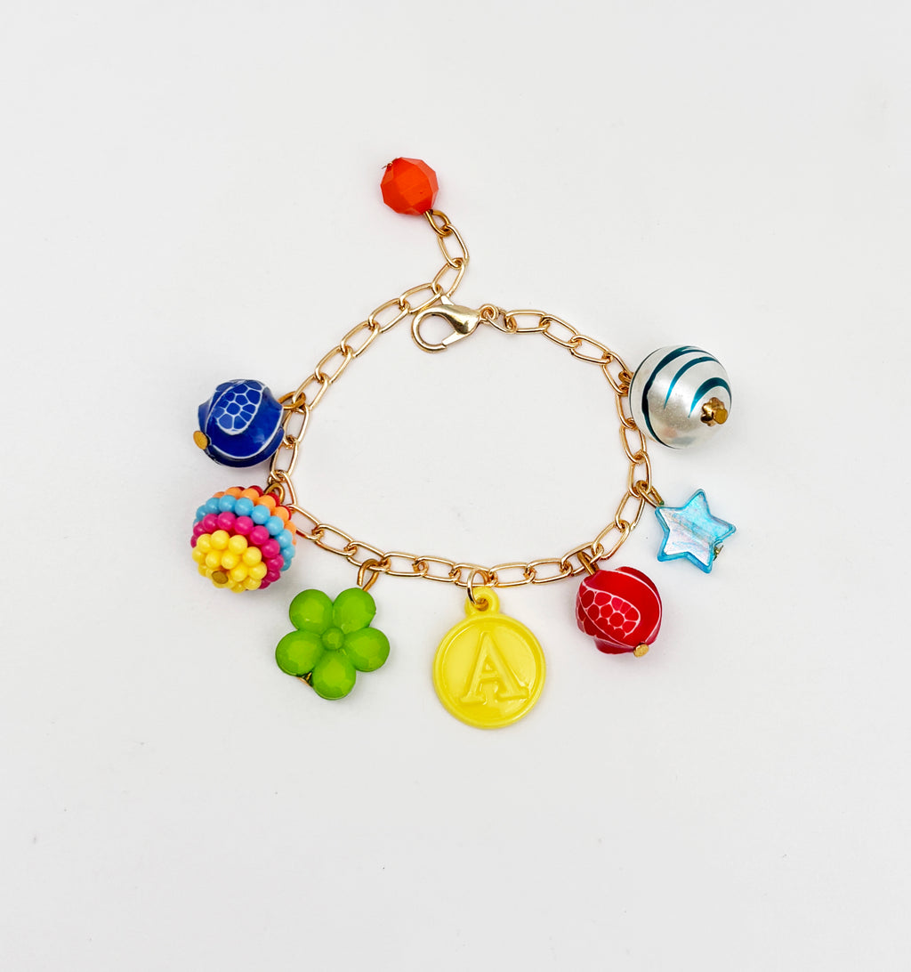Rainbow Charmed Personalised Bracelet- Multicoloured