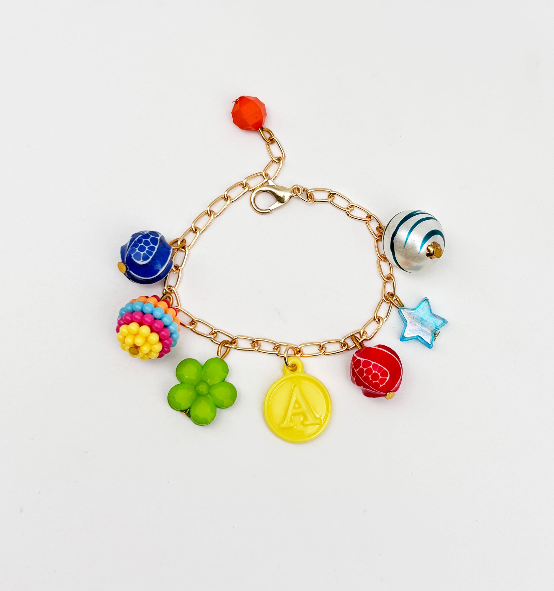 Rainbow Charmed Personalised Bracelet- Multicoloured