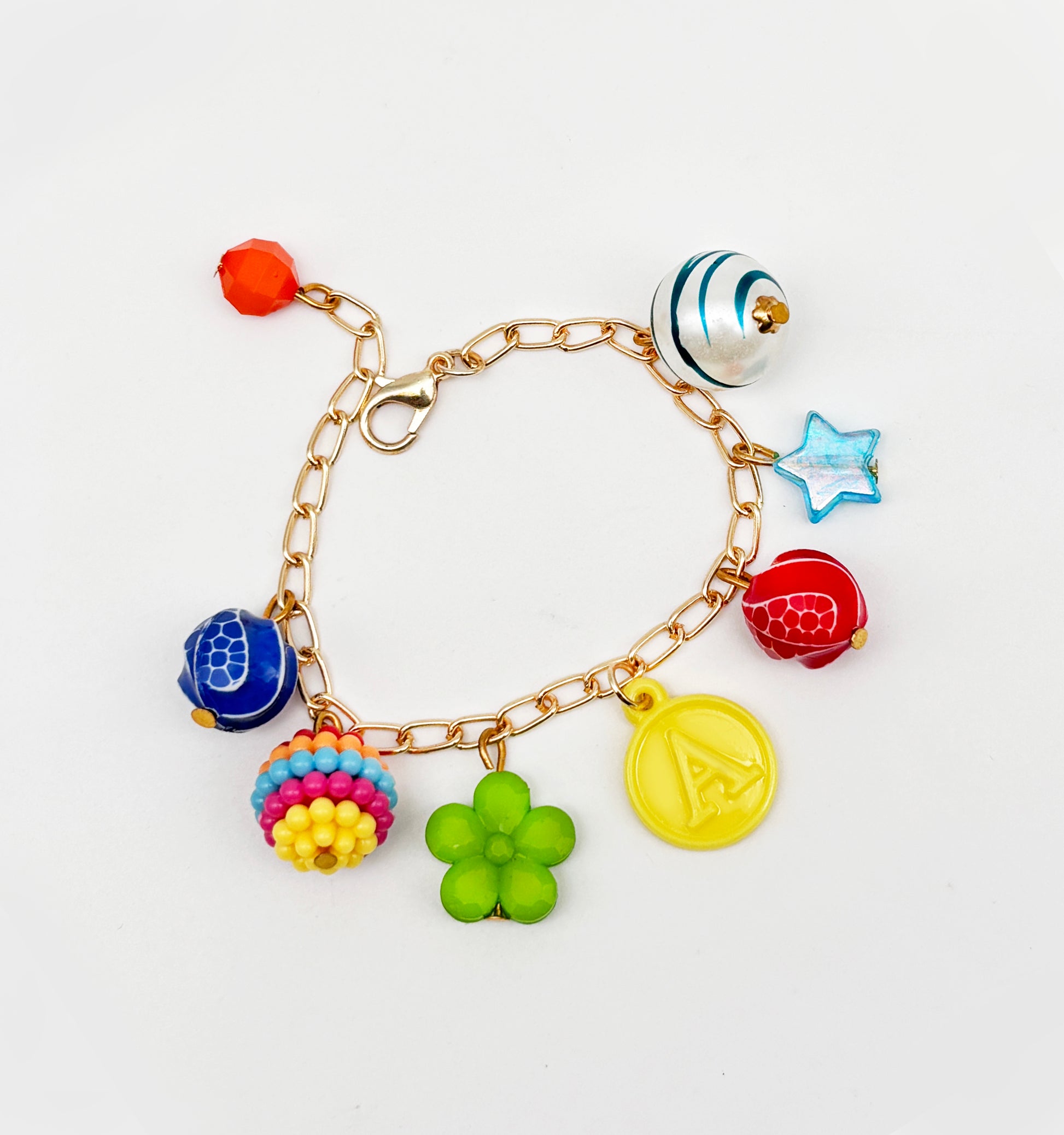 Rainbow Charmed Personalised Bracelet- Multicoloured