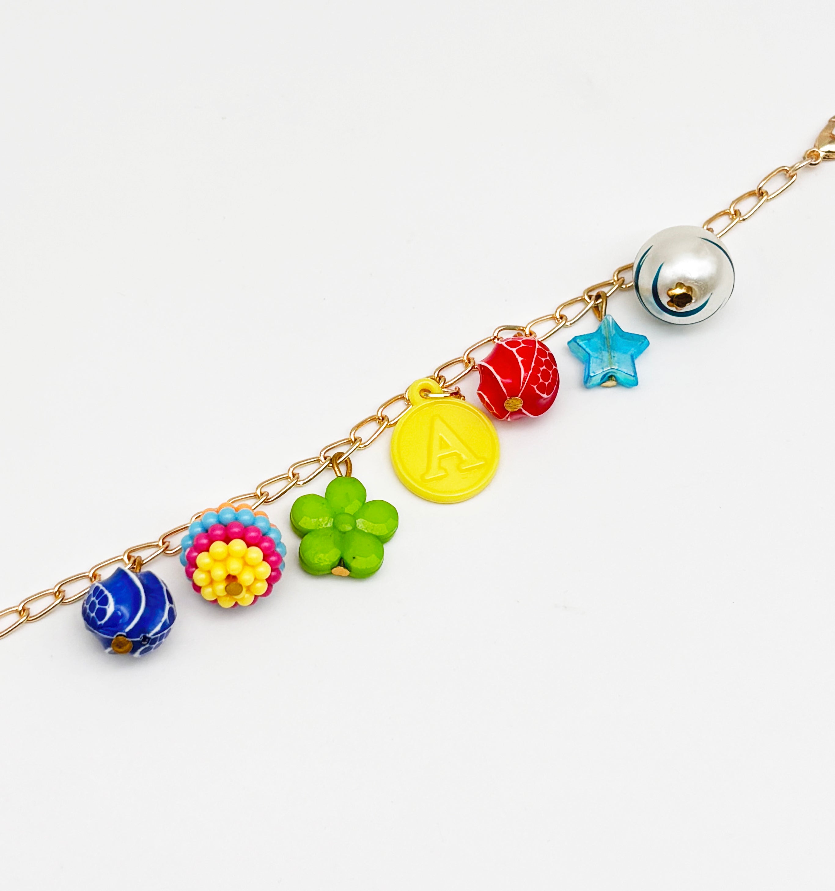 Rainbow Charmed Personalised Bracelet- Multicoloured