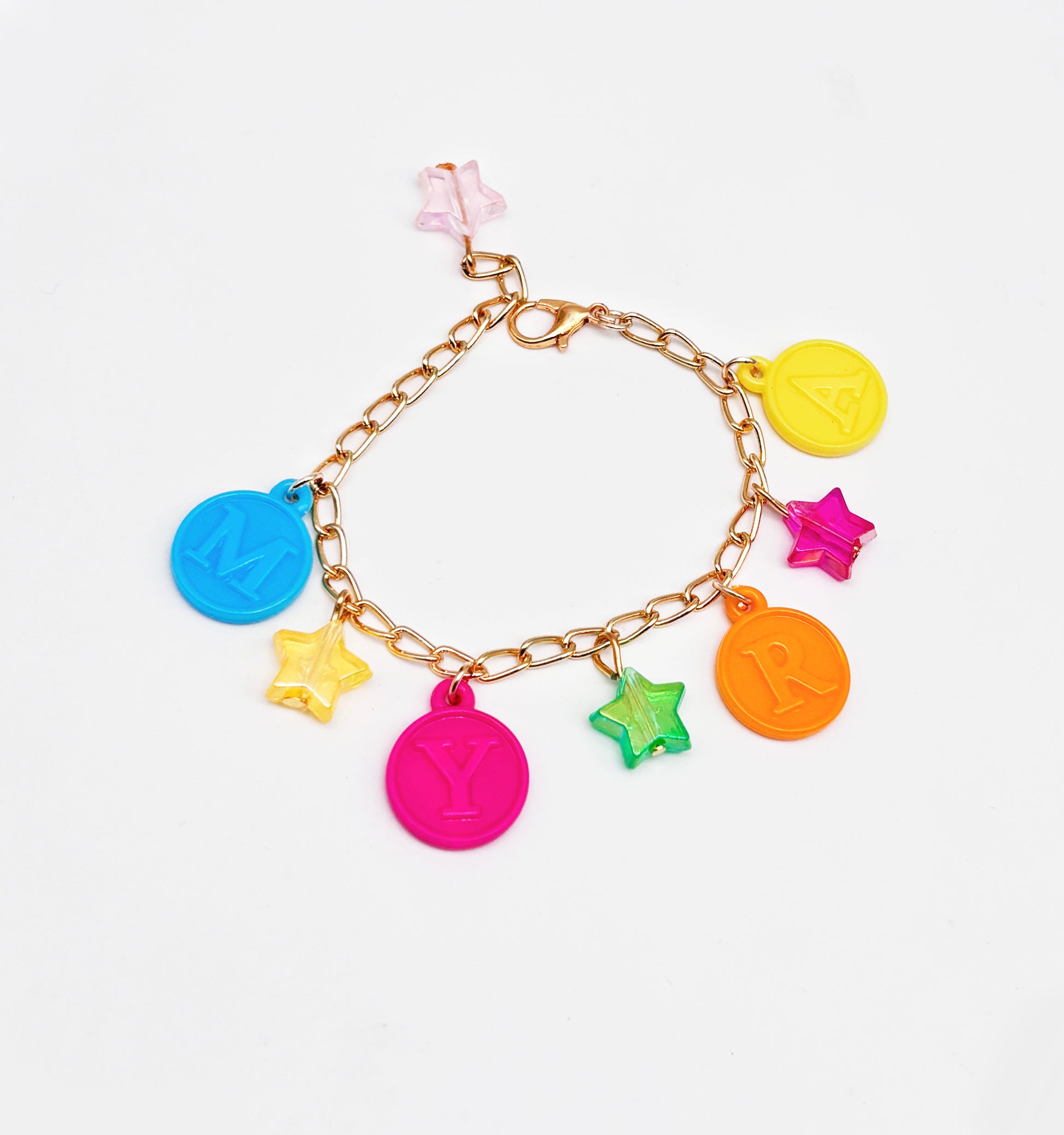 Star & Name Charms Detailed Bracelet- Multicoloured