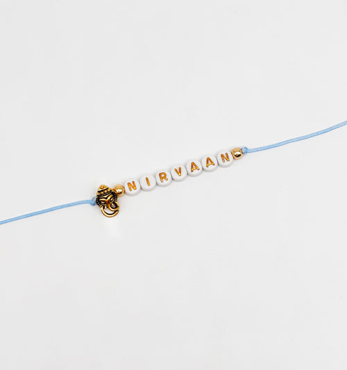 Amaye Ganpati & Personalised Name Beads Rakhi (Blue)