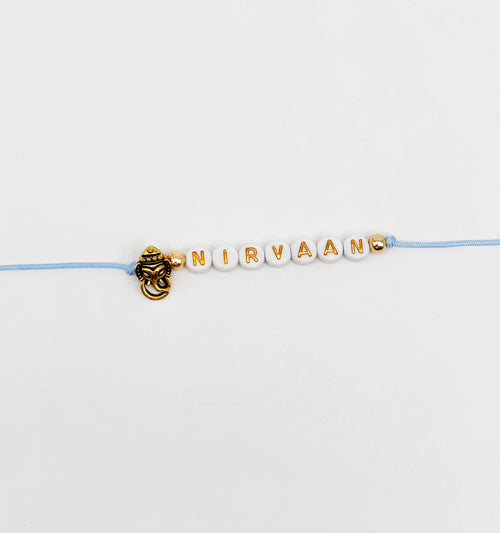 Amaye Ganpati & Personalised Name Beads Rakhi (Blue)