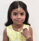 Kids Saba Kundan & Pearl Detailed Necklace, Bracelet & Maang Teeka Set - Gold