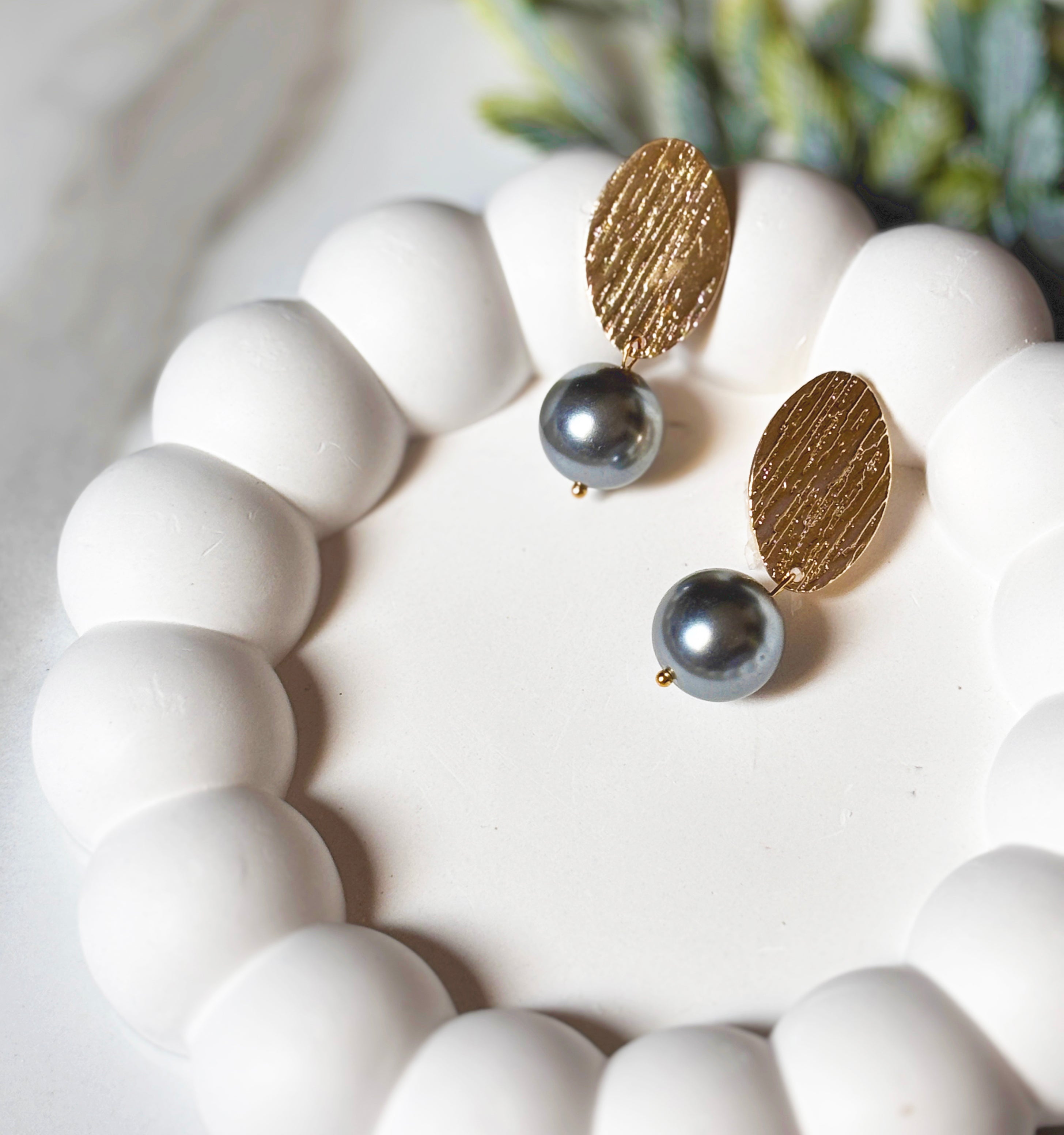 Twilight Bloom Pearl Drop Earrings