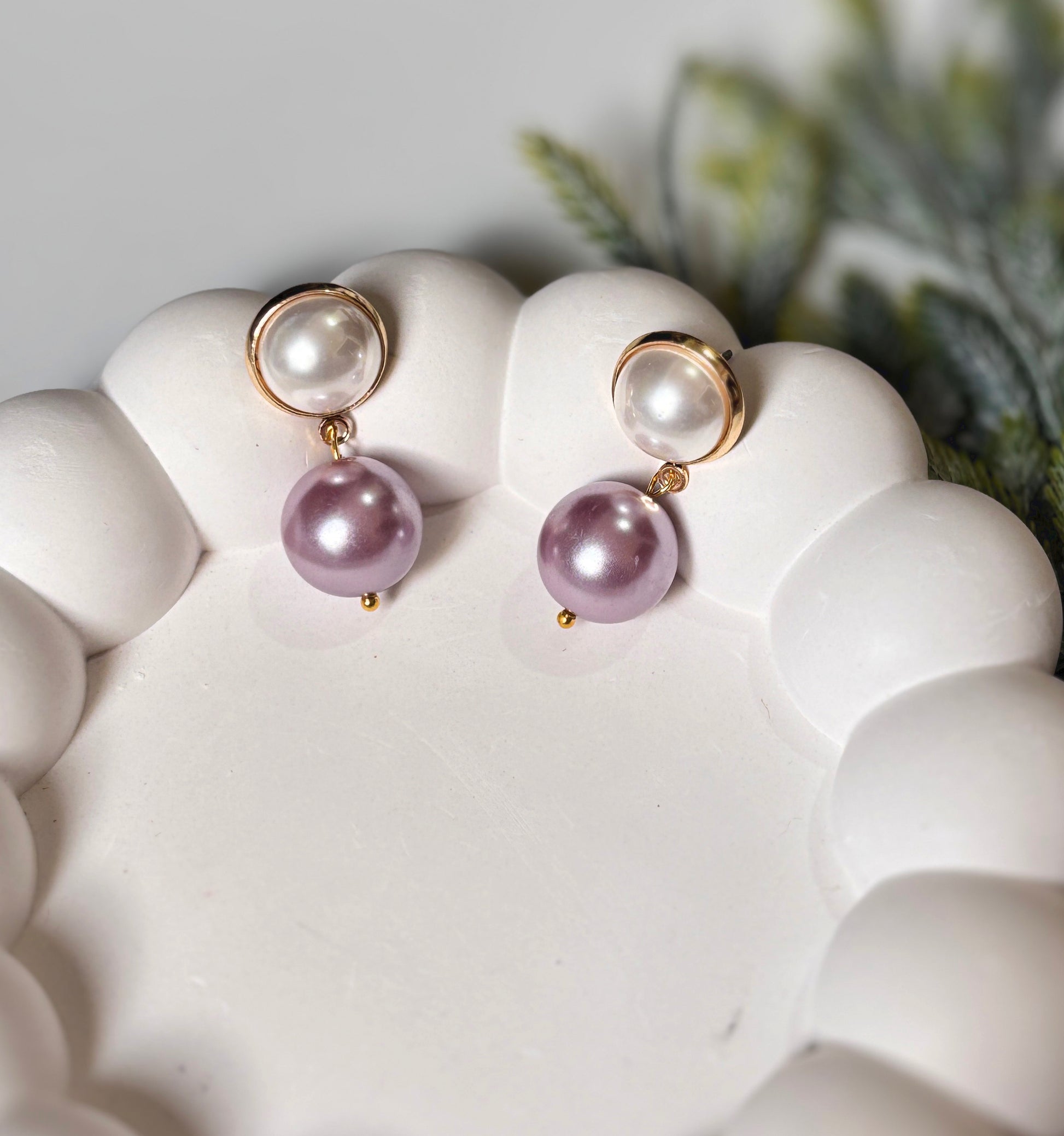 Rose Dusk Pearl Drop Earrings