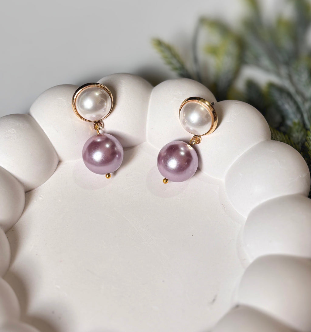 Rose Dusk Pearl Drop Earrings