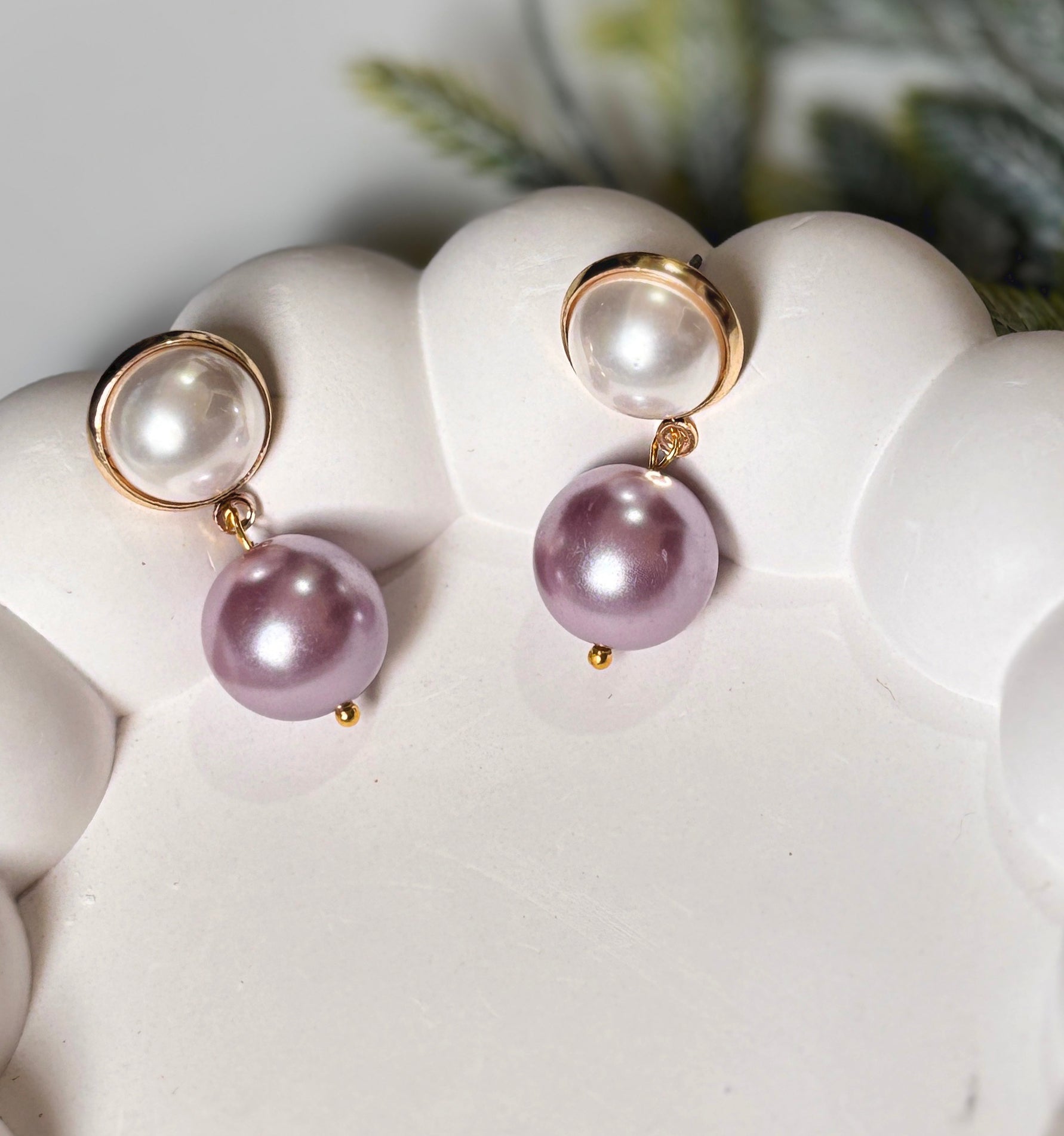 Rose Dusk Pearl Drop Earrings