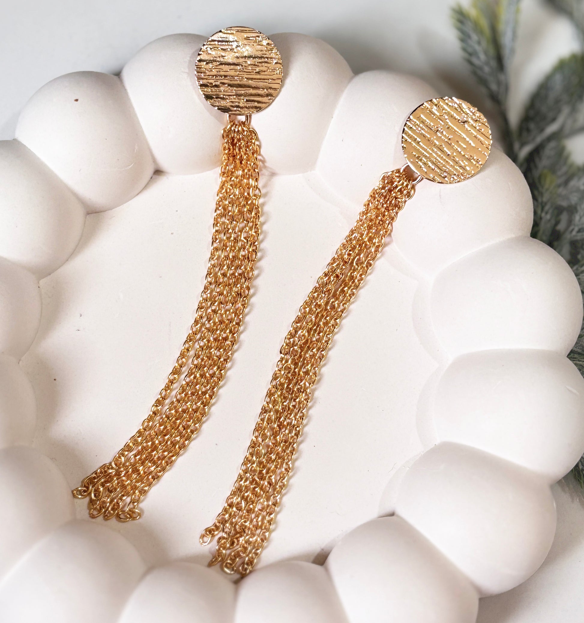 Glam Nights Tassel Gold Earrings