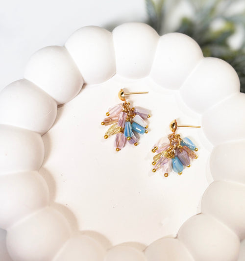 Aurora Crystals Bunch Drop Earrings