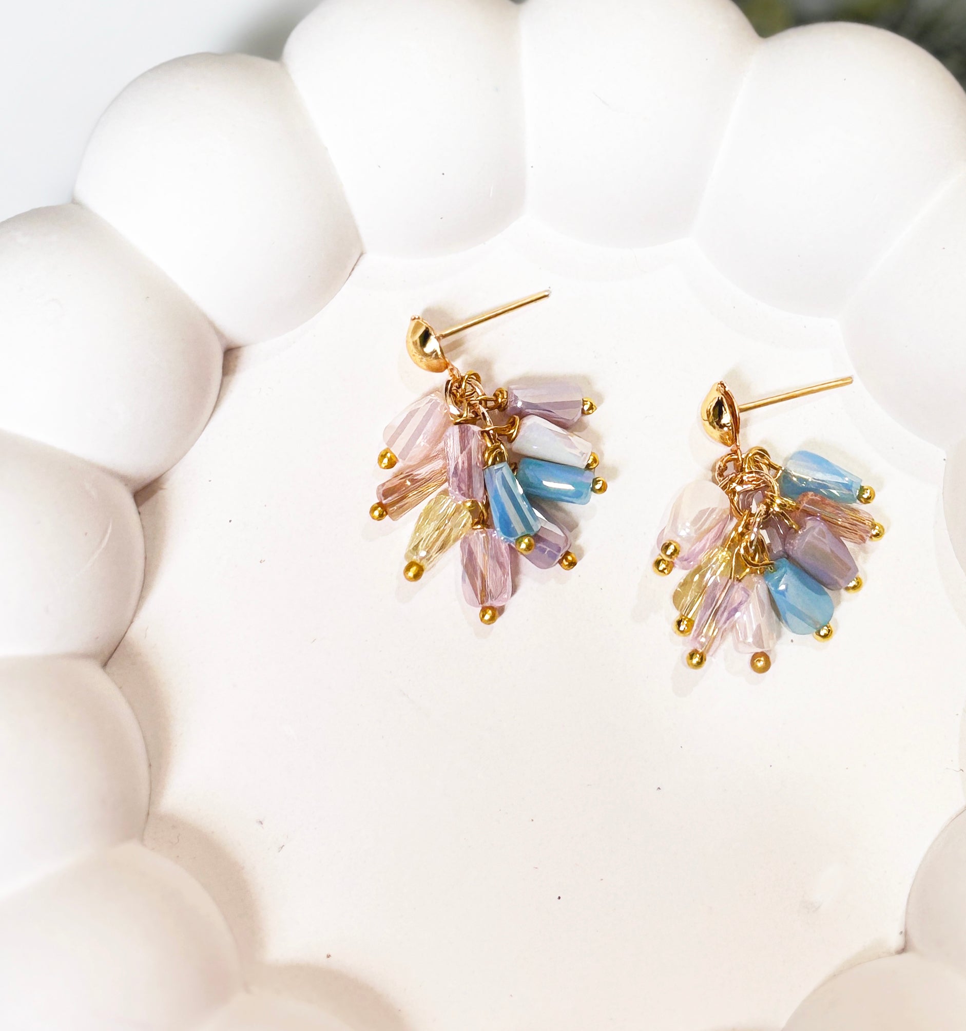 Aurora Crystals Bunch Drop Earrings