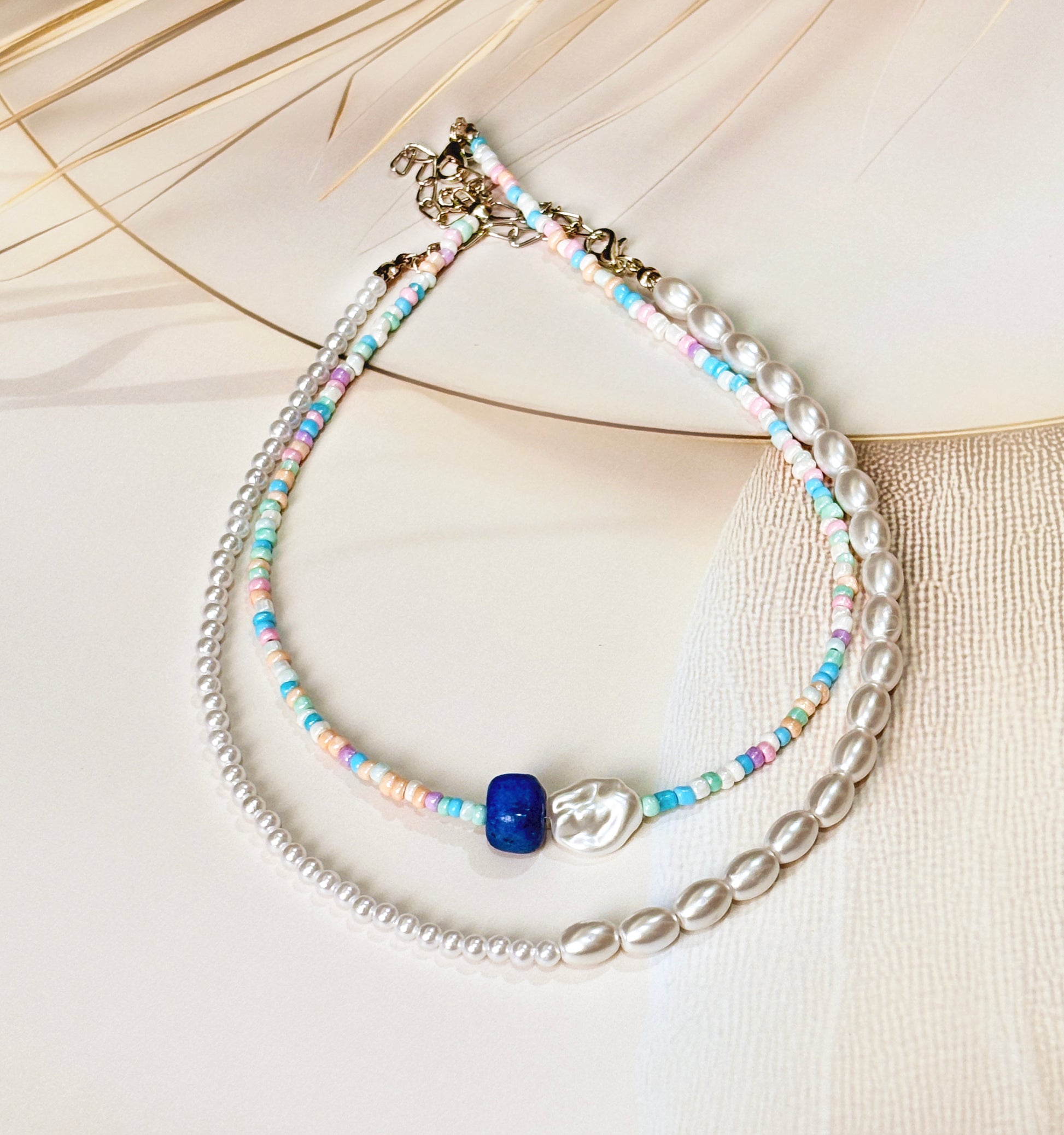 Waves Layered Beaded Necklaces Set