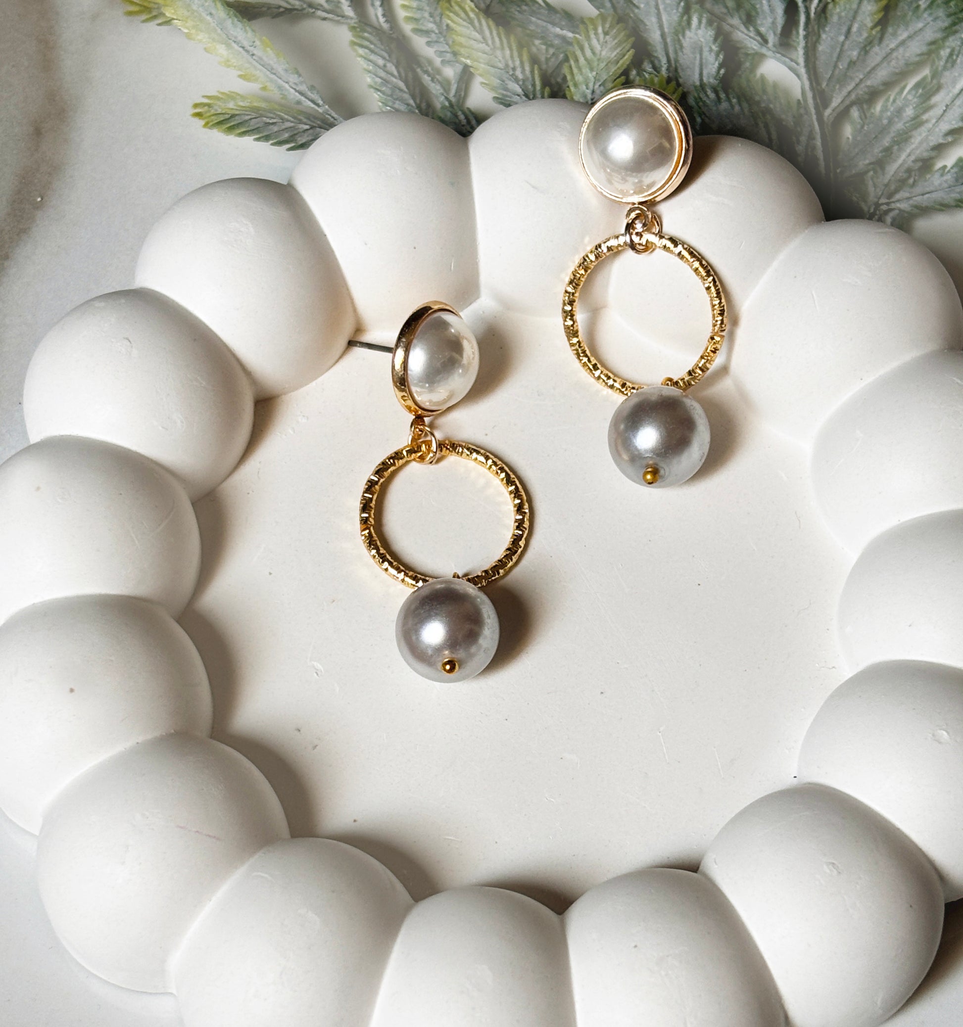 Golden Halo Pearl Drop Earrings