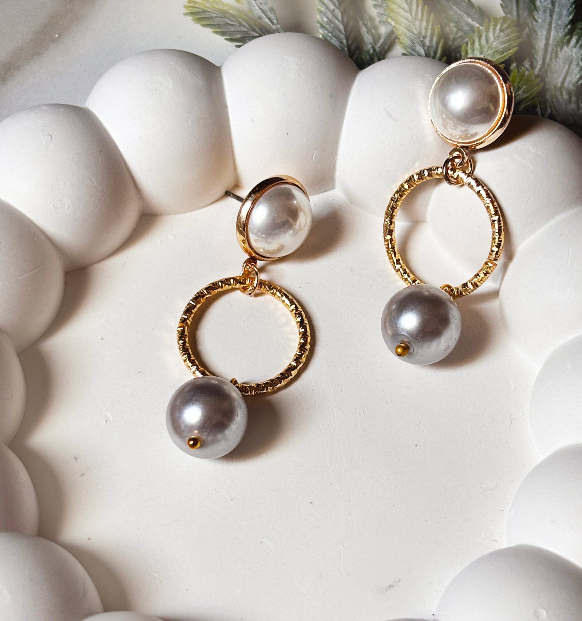 Golden Halo Pearl Drop Earrings
