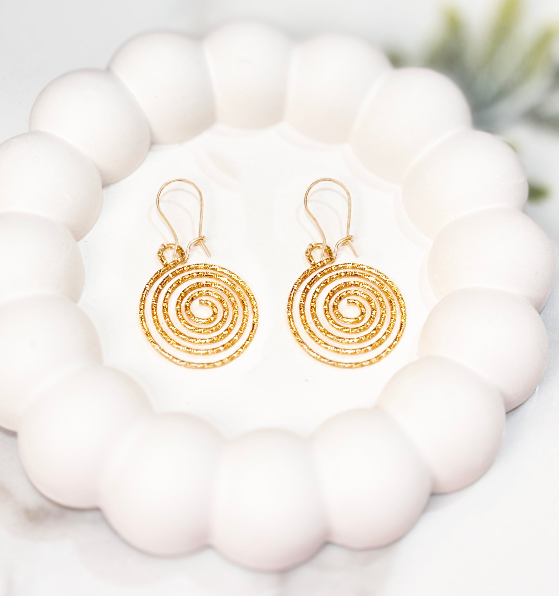 Swirl Dangle Gold Earrings