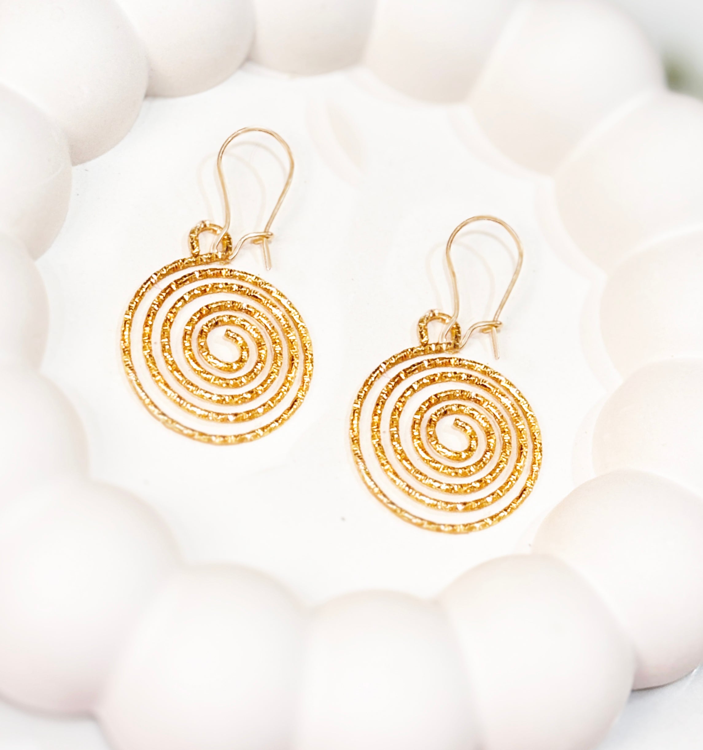 Image of Swirl Dangle Gold Earrings