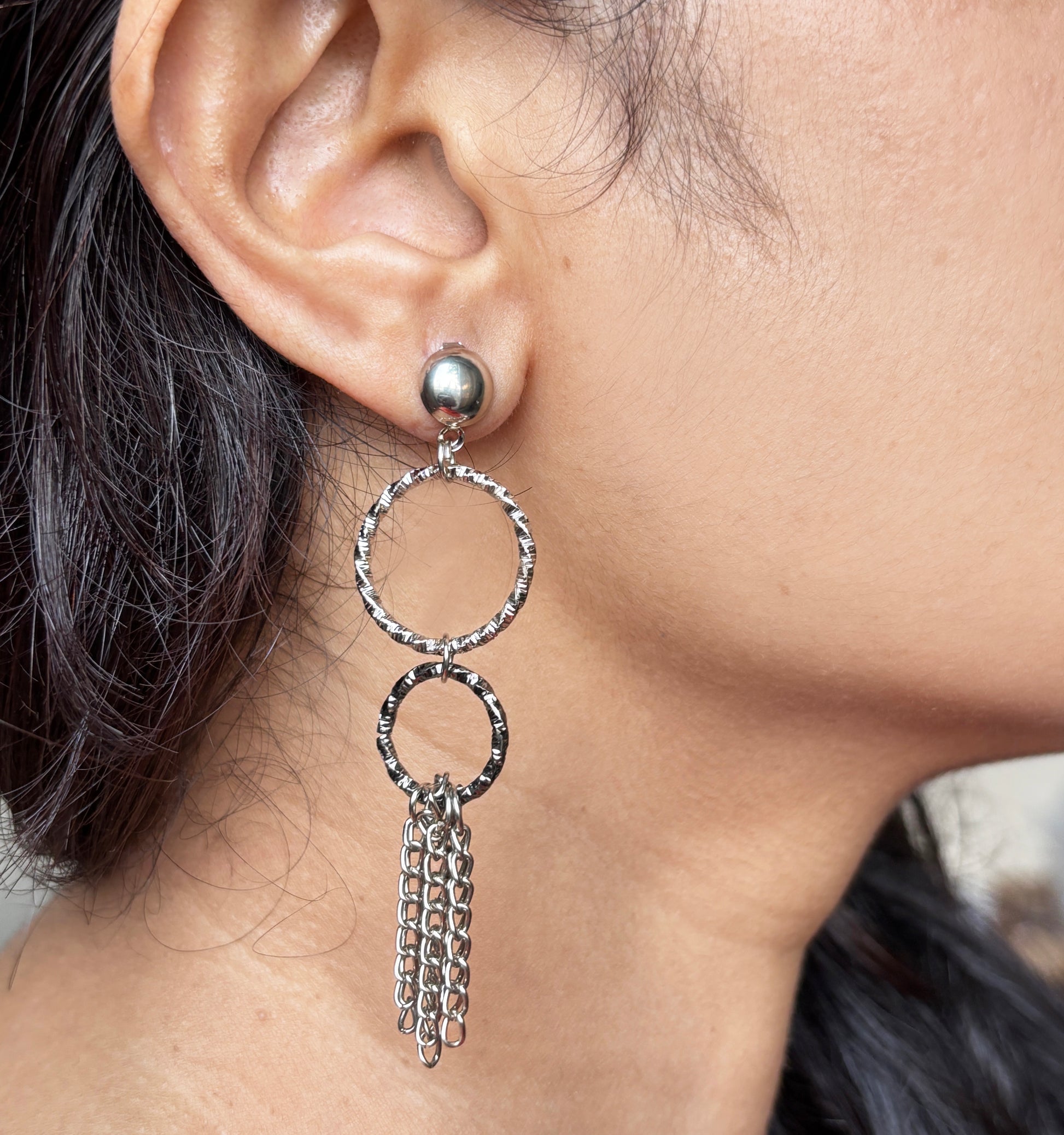 Luna Silver Tassel Earrings