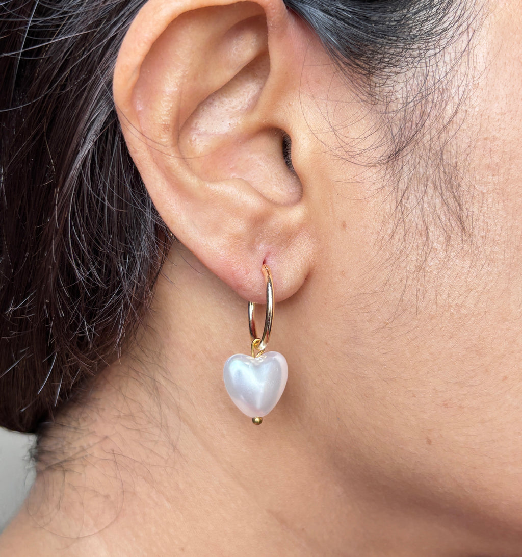 Heart Bead Hoop Earrings