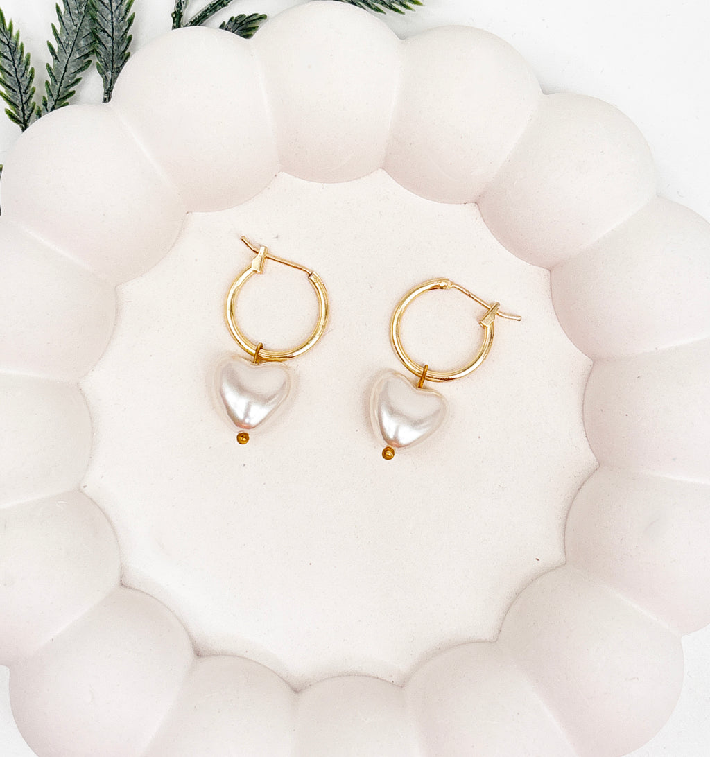 Heart Bead Hoop Earrings