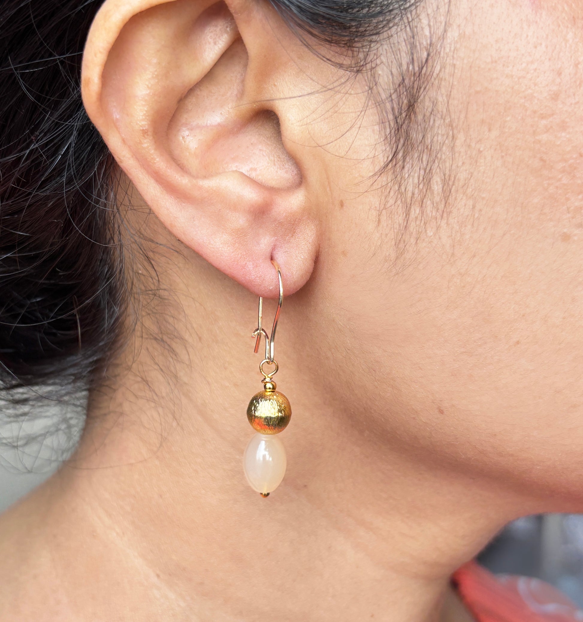 Fleur Brass Bead Drop Earrings
