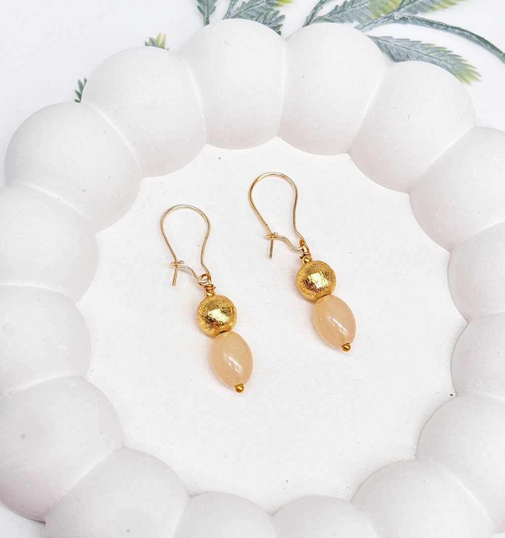 Fleur Brass Bead Drop Earrings