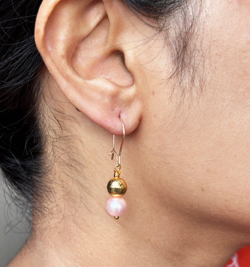 Aria Brass Bead Drop Earrings